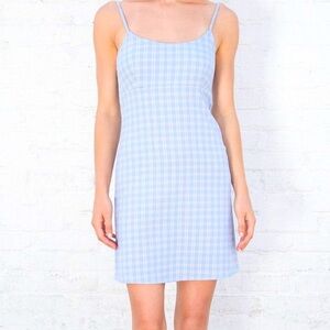 brandy melville colleen blue and white plaid mini dress